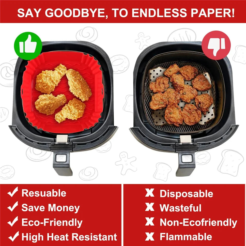 Reusable Silicone Airfryer Pan Liner: Nonstick Baking Tray & Oven Accessory for Healthy Cooking