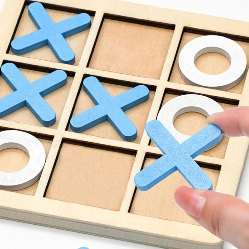 Educational Wooden Noughts and Crosses Game: Fun Parent-Child Puzzle Toy