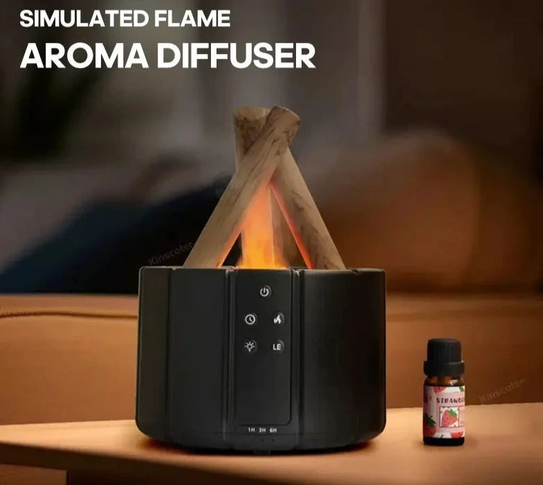 Firecamp Simulated Flame Aroma Diffuser: Ultrasonic Mist & LED Essential Oil Humidifier