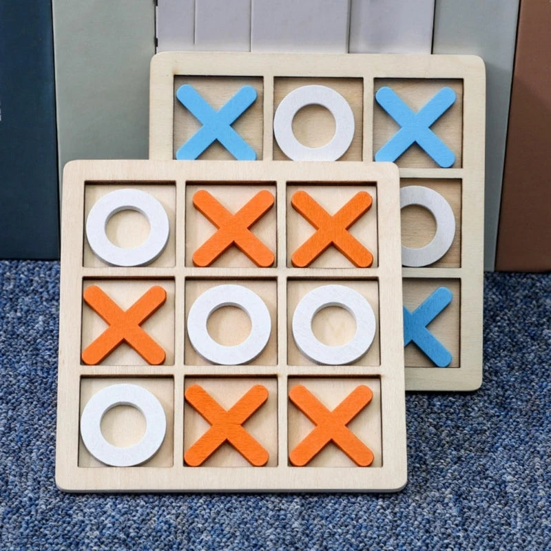 Educational Wooden Noughts and Crosses Game: Fun Parent-Child Puzzle Toy