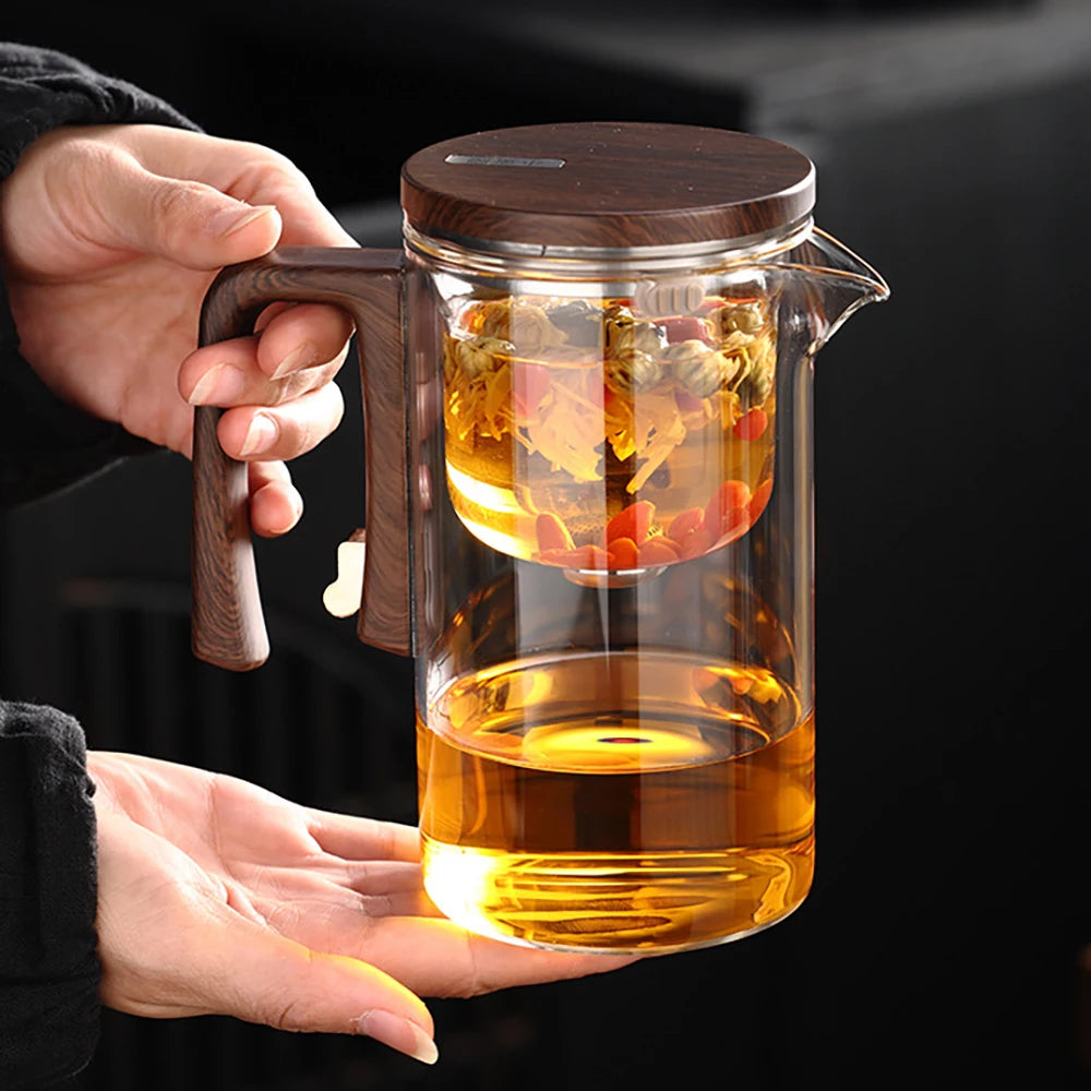 Heat-Resistant Glass Tea Pot with Magnetic Infuser – 520ML/720ML Detachable Kettle for Easy Tea Brewing