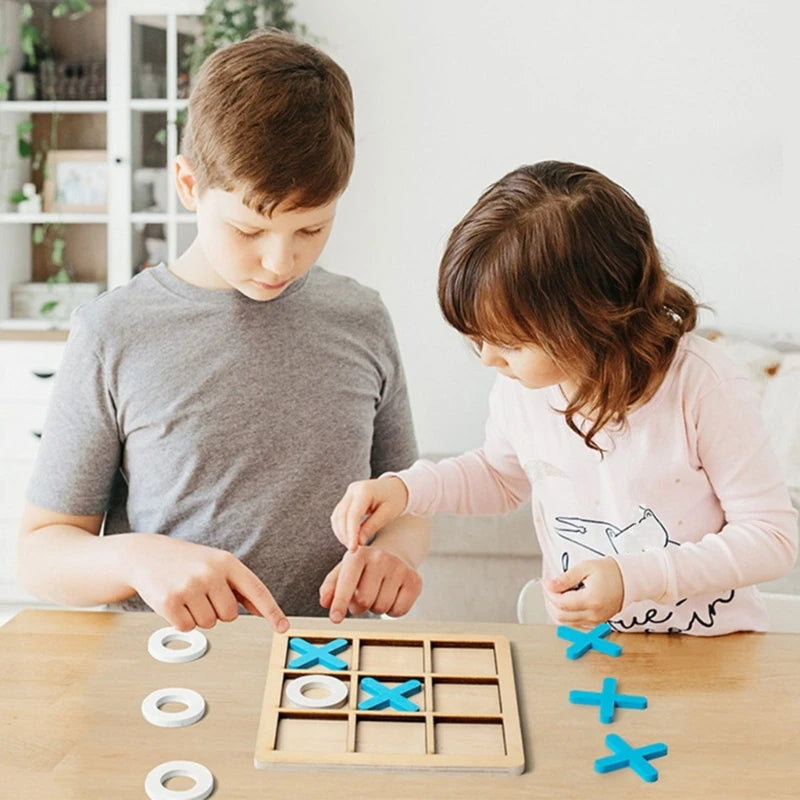 Educational Wooden Noughts and Crosses Game: Fun Parent-Child Puzzle Toy