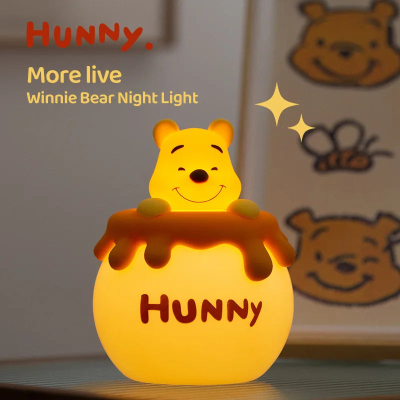 Disney Winnie the Pooh Night Light | Soft Silicone Honey Jar Lamp for Kids & Nursery