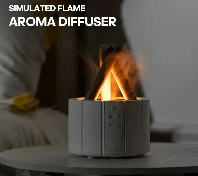 Firecamp Simulated Flame Aroma Diffuser: Ultrasonic Mist & LED Essential Oil Humidifier