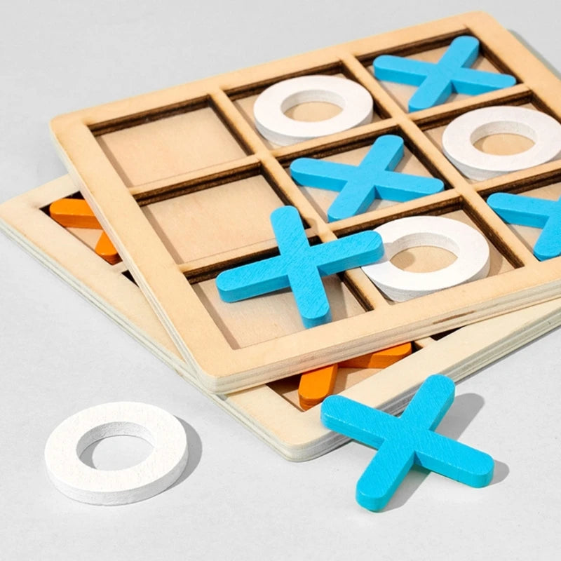 Educational Wooden Noughts and Crosses Game: Fun Parent-Child Puzzle Toy