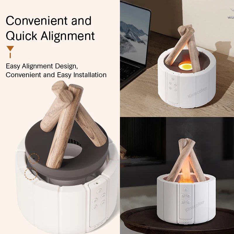 Firecamp Simulated Flame Aroma Diffuser: Ultrasonic Mist & LED Essential Oil Humidifier