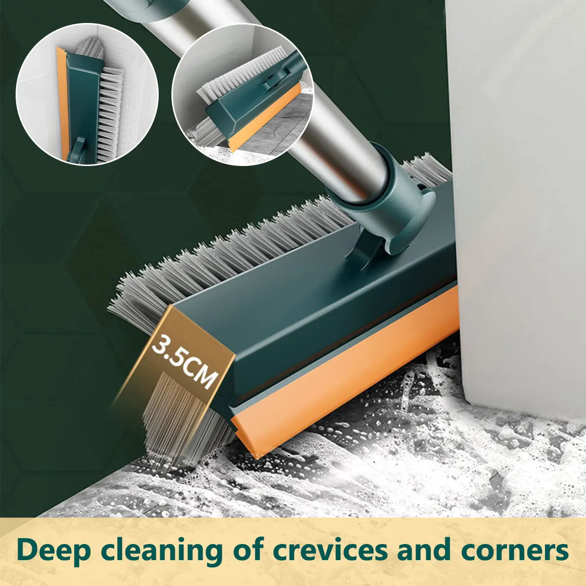 3-in-1 Floor Cleaning Brush | Adjustable Long Handle Design