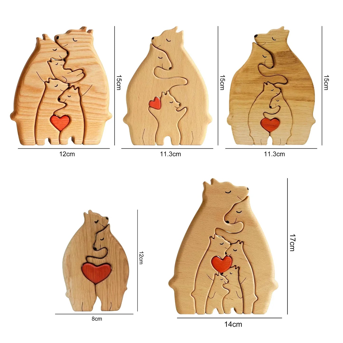 Free Engraving DIY Bear Family Wooden Puzzle