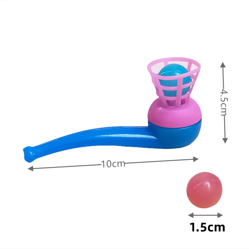 10Pcs Plastic Pipe Blowing Ball Toys for Kids - Outdoor Sports & Balance Training Game, Perfect for Birthday Parties & Gifts