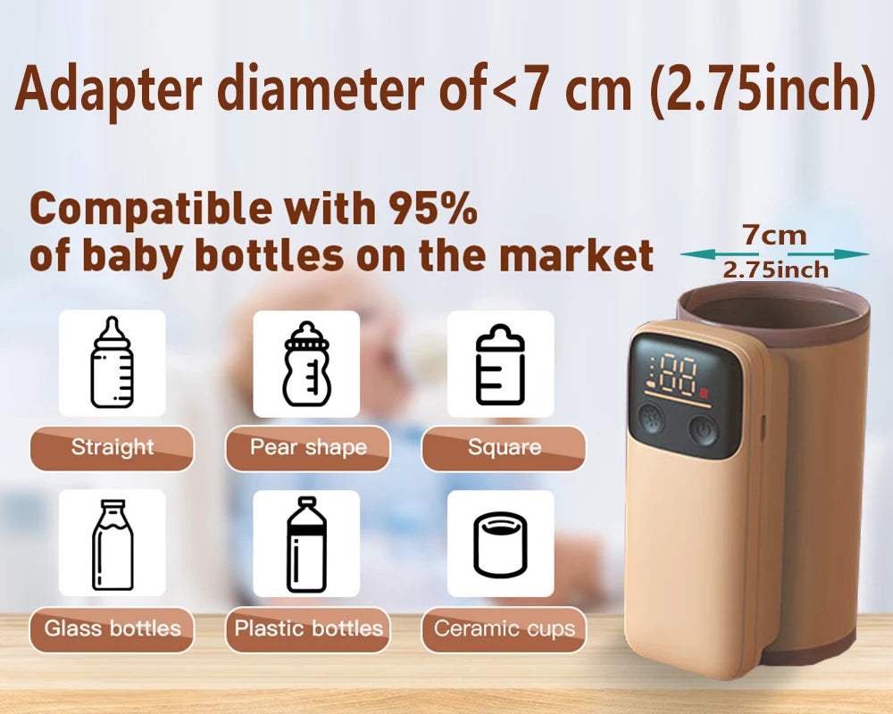 Portable Baby Bottle Warmer | Fast Heating & Cordless | Travel & Home Use with Temperature Control