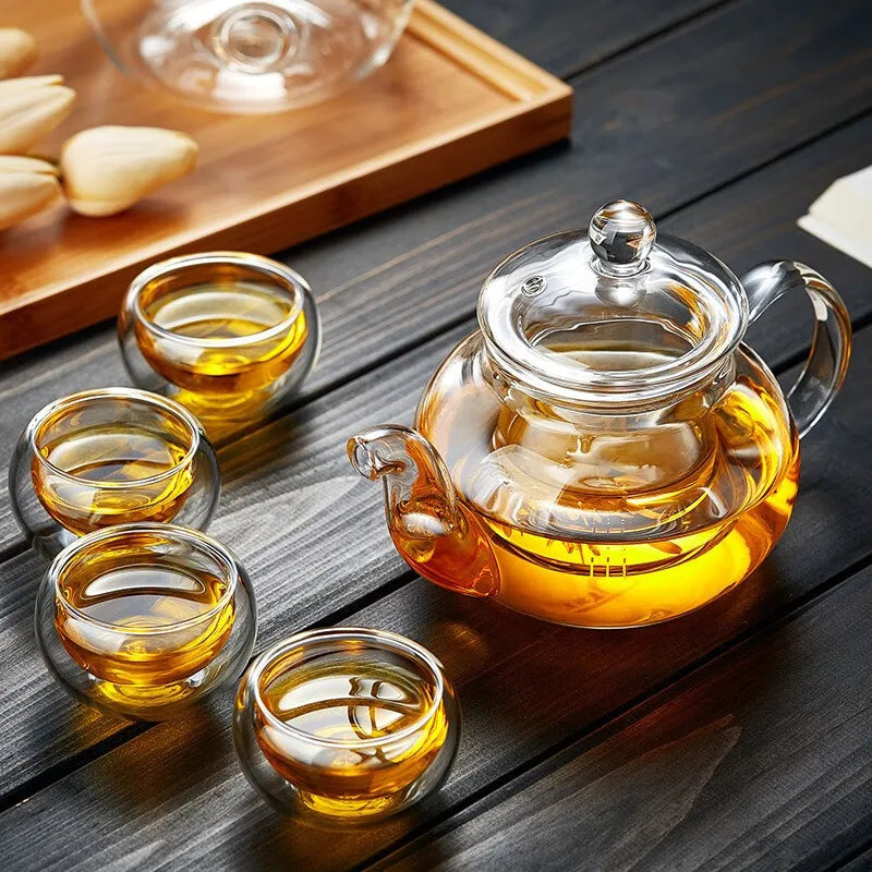 Heat-Resistant Glass Tea Pot with Infuser | 400ml/1000ml Teaware Set